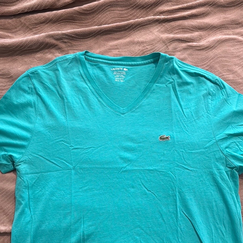 Lacoste Teal V-Neck T-Shirt